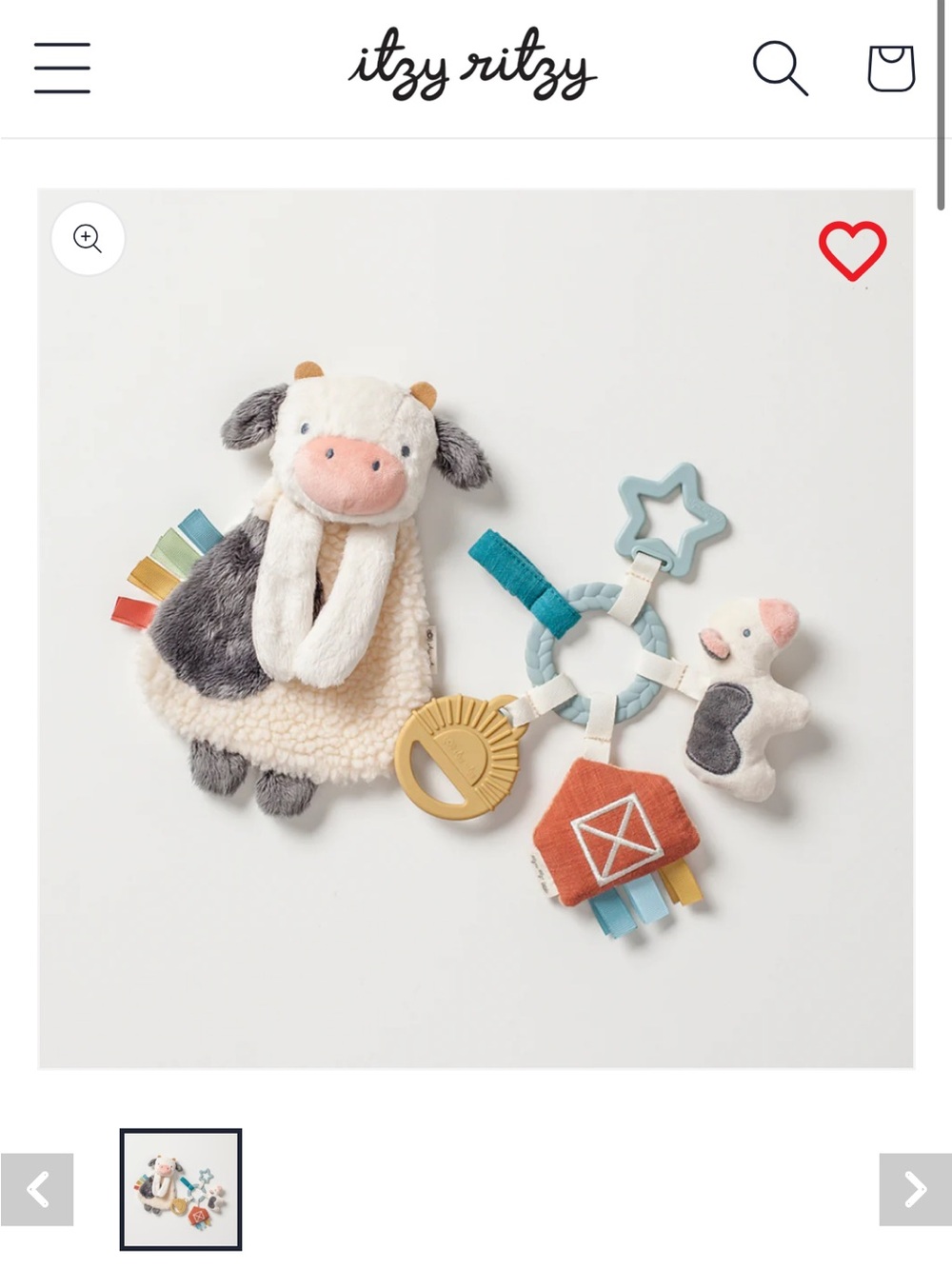 Itzy Ritzy Farm Teether & Cow Lovey Set